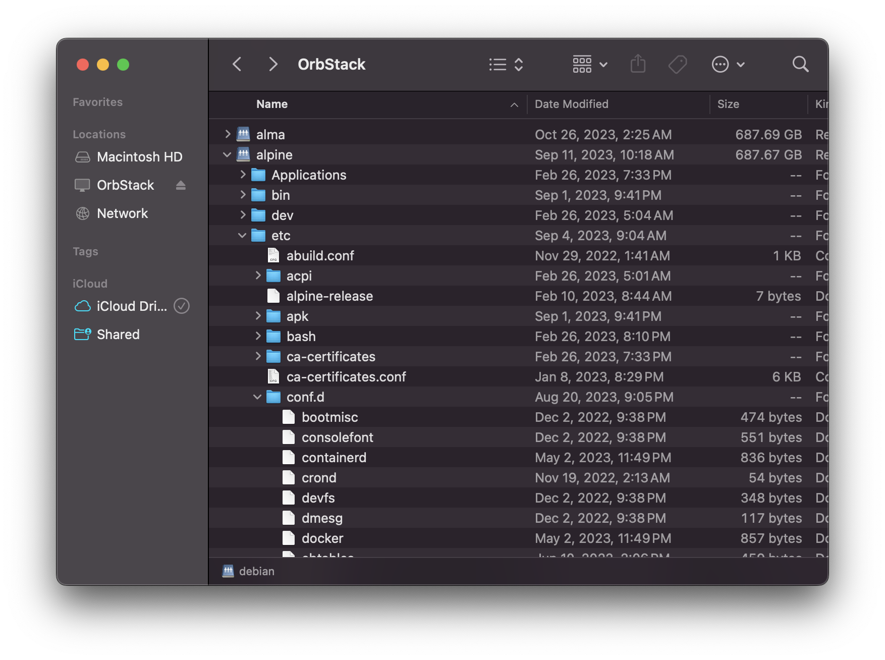 Machine files in Finder