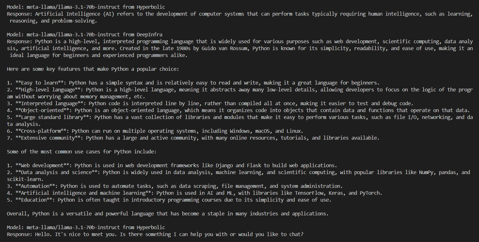 Open Router Running Multiple AI Models