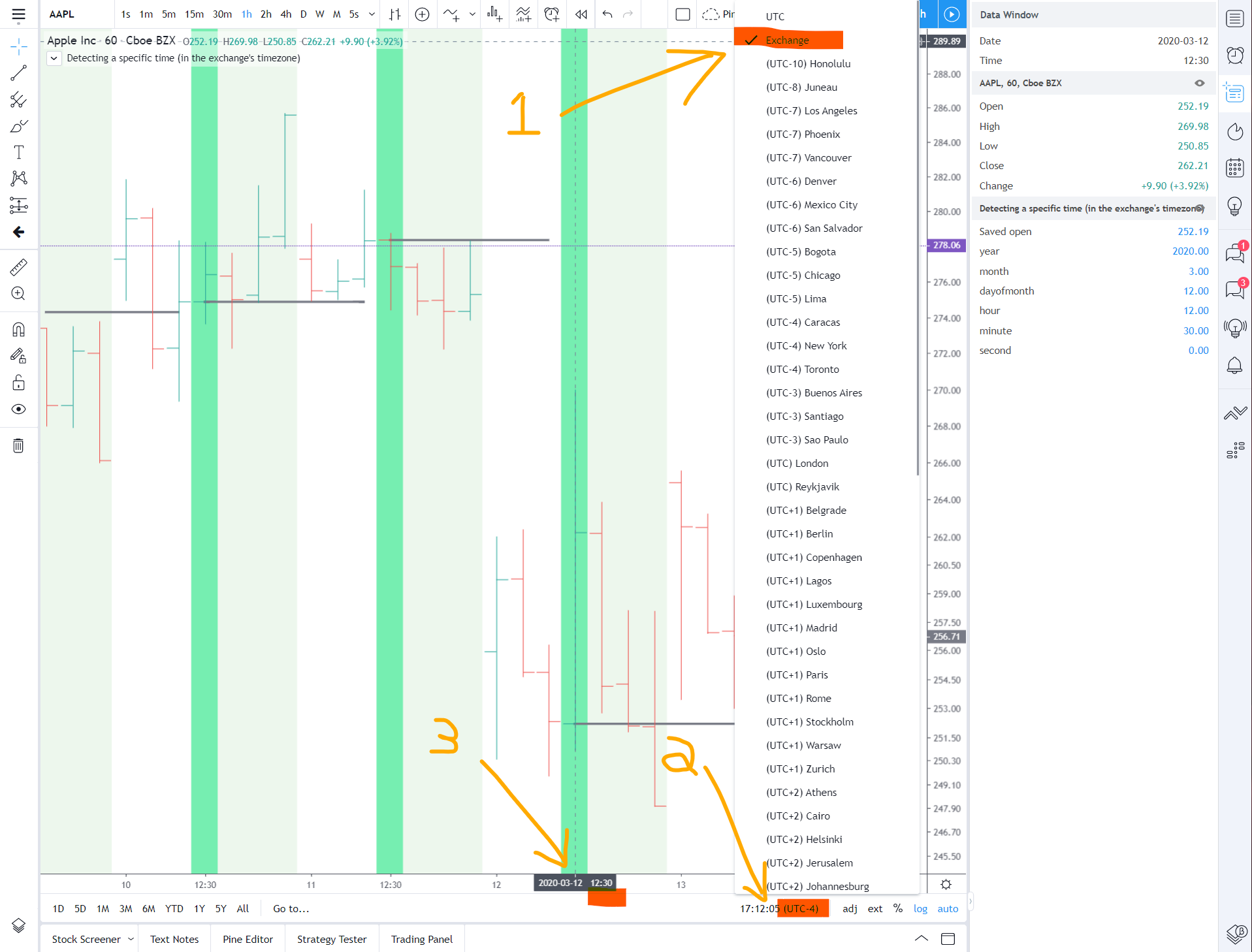 Detecting a specific time (in the exchange's timezone) .